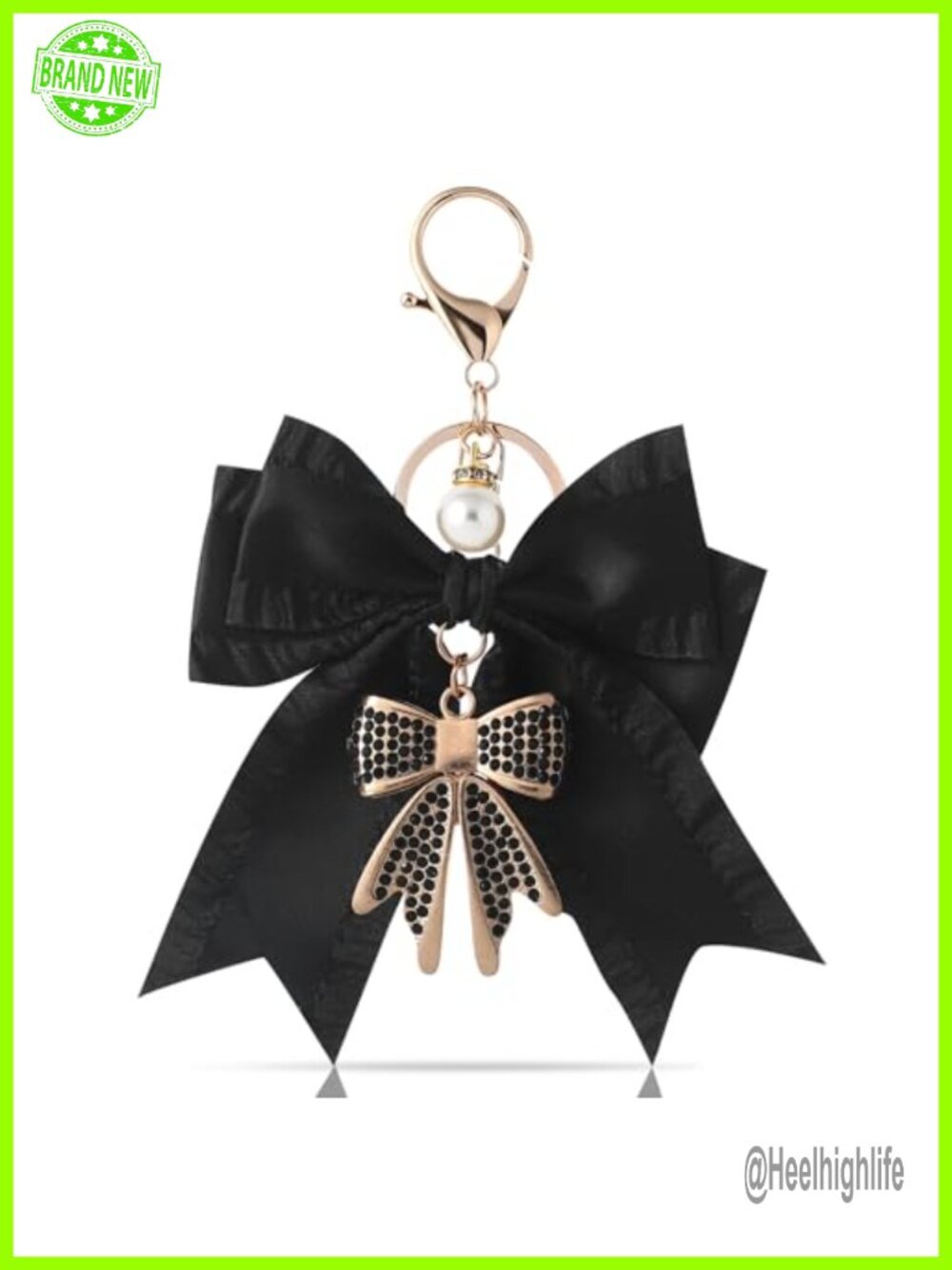Bow Keychain for Women Rhinestone Pearl Purse Charm Bag Accessory